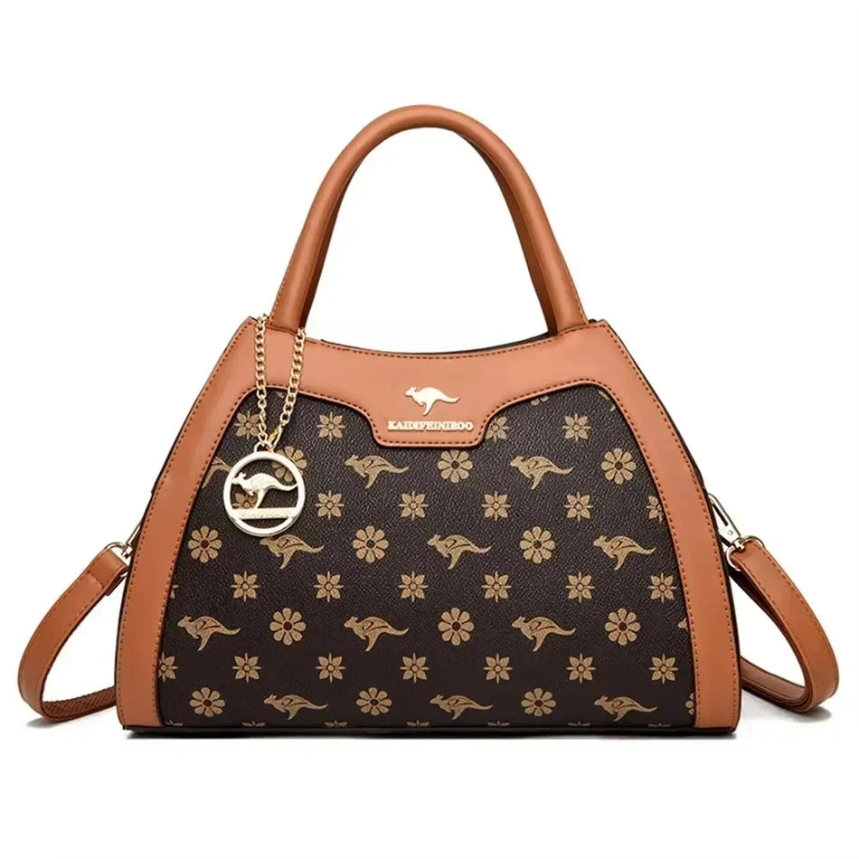 Luxury Fashion Print Women’s Handbag – Large Capacity Soft Leather Shoulder & Crossbody Designer Purse