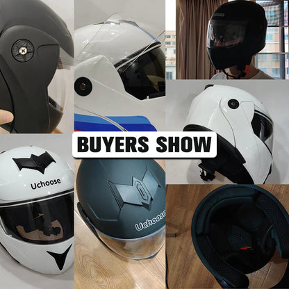 New Full Face Motorcycle Helmet – Racing Helmet with Double Sun Visor & Flip-Up Double Lens for Men & Women, DOT Certified