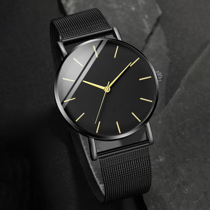 Men’s Ultra-Thin Quartz Watch – Fashion Business Stainless Steel Mesh Band Wristwatch