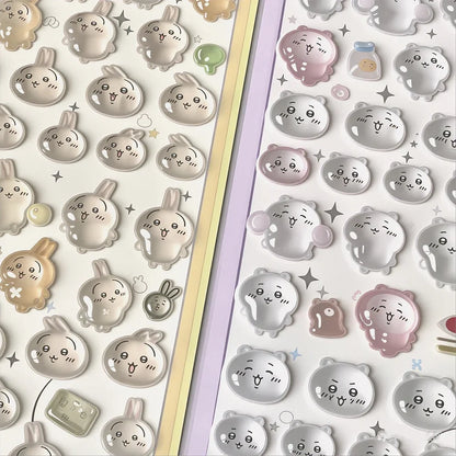 3D Chiikawa Usagi Crystal Stickers - Cute Waterproof DIY Decals for Phone Case, Nails, Notebook & Laptop Decor