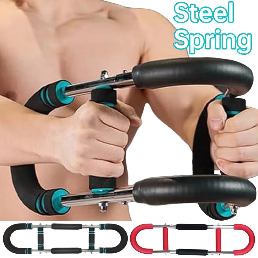 Twister Arm Exerciser — Adjustable Foam Handle Spring Workout Bar for Forearm, Triceps & Chest Training