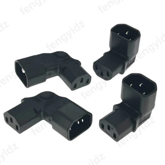 IEC 320 C14 to C13 Adapter - 3-Pin 90-Degree Right-Angle AC Power Extension Converter