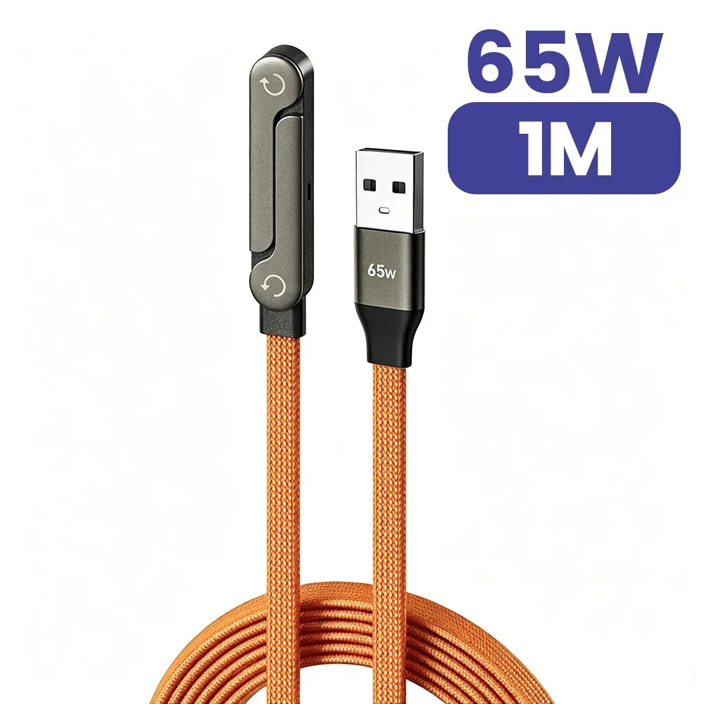 240W USB-C Fast Charging Cable - 2-in-1 Foldable Desktop Stand Data Cable for iPhone 17/16 & Samsung