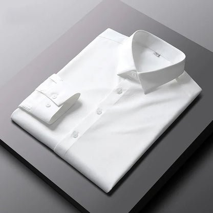 Men's Long Sleeve Dress Shirt - Solid Color Wrinkle Resistant Business Casual Top