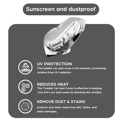 Silver Baby Car Seat Sun Shade - Universal UV Protection Cover for Heat Blocking & Travel Safety