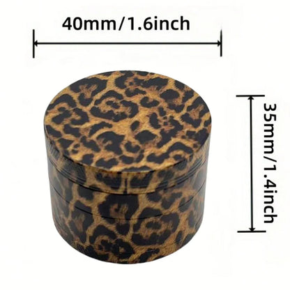 Metal Herb Grinder - Leopard Print Spice Crusher & Tobacco Grinder with Grinding Teeth