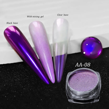 Chameleon Magic Mirror Nail Powder - Holographic Diamond Glitter Pigment for UV Gel Manicure & DIY Nail Art