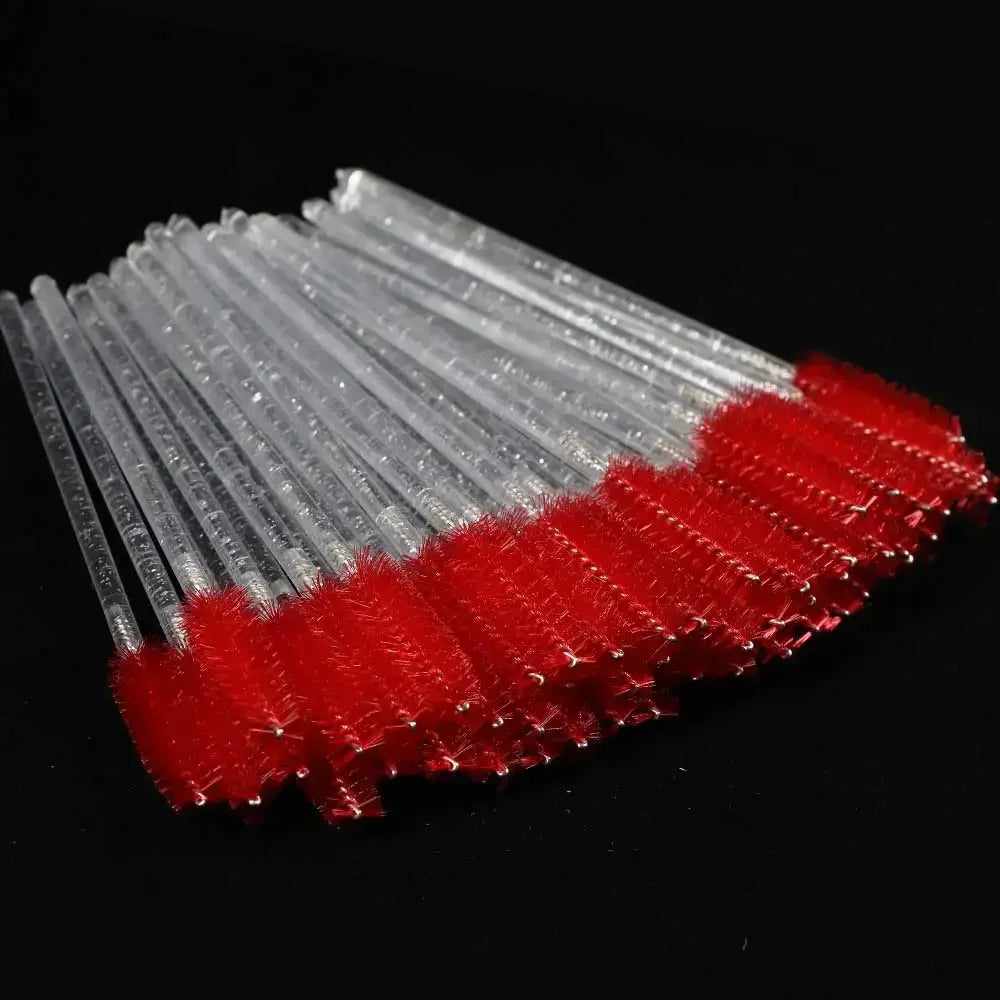 50-Pack Disposable Crystal Eyelash Brush Combs – Professional Eyelash Extension Mascara Wands for Makeup and Beauty Tools
