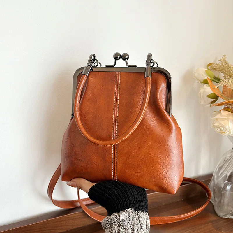 Vintage Brown Women’s Handbag – PU Leather Designer Shoulder & Crossbody Bag