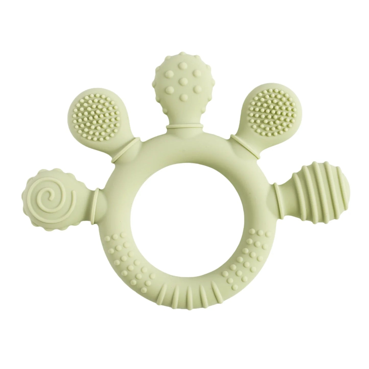 Baby Silicone Teether Toy - Cartoon Rattle Gum Relief Infant Teething Accessory for 0-12 Months