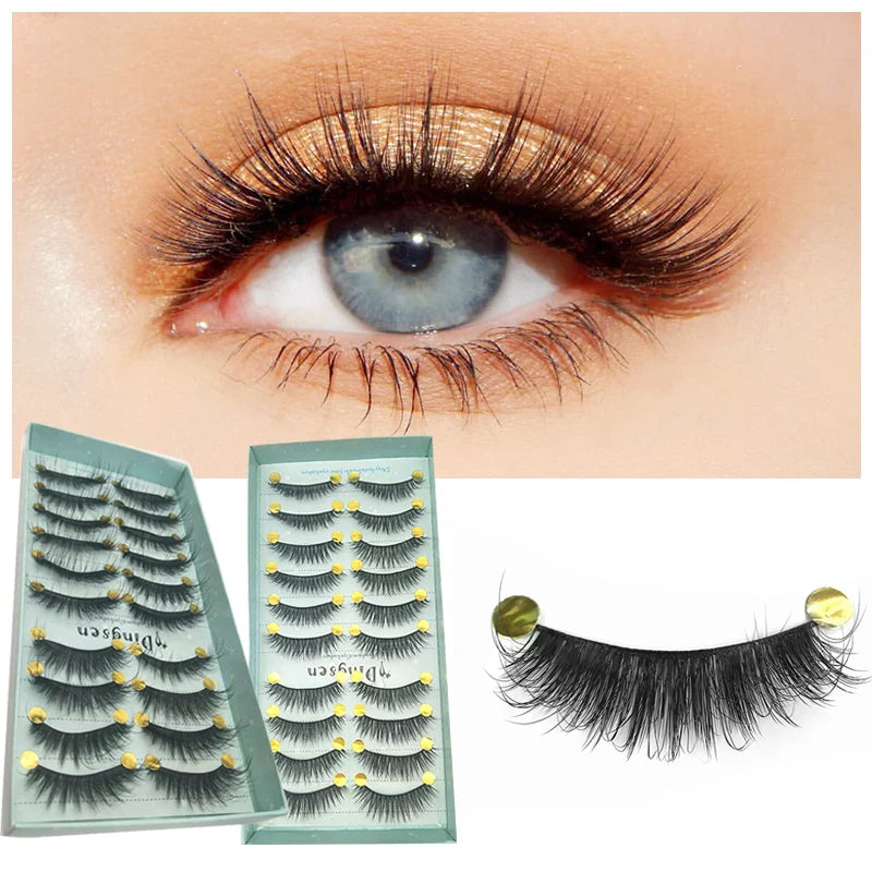 DINGSEN 10 Pairs Handmade Eyelash Fans – Individual False Lashes for Beauty & Makeup, Factory Price