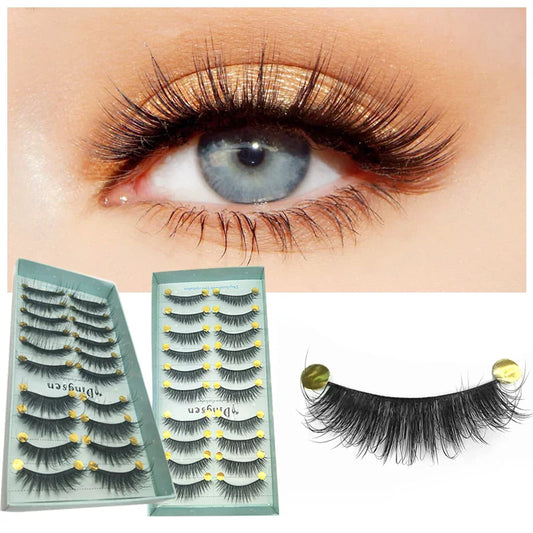 DINGSEN 10 Pairs Handmade Eyelash Fans – Individual False Lashes for Beauty & Makeup, Factory Price