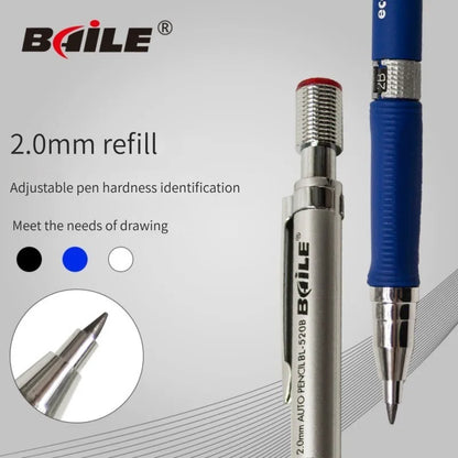 Mechanical Pencil Set 2.0mm – Automatic Pencil with 2B Black & Colored Lead Refills for Writing, Sketching, & Art Drawing