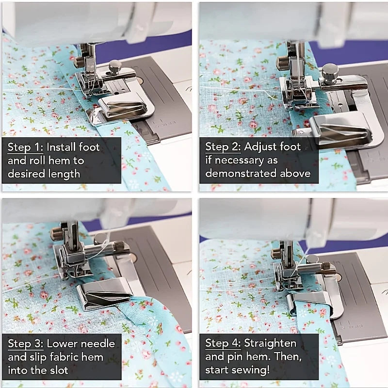 Sewing Machine Rolled Hem Presser Foot - 9mm 13mm 19mm 25mm Multi-Size Sewing Accessory