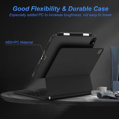 Magnetic Case for iPad Pro 11/13 & iPad Air 6/4/5 (2024) – Compatible with M4 Magic Keyboard & Pencil Holder