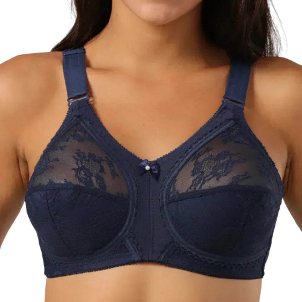 Women's Lace Minimizer Bra - Plus Size Unlined Full Coverage Wireless Bra with Adjustable Straps