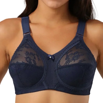 Women's Lace Minimizer Bra - Plus Size Unlined Full Coverage Wireless Bra with Adjustable Straps