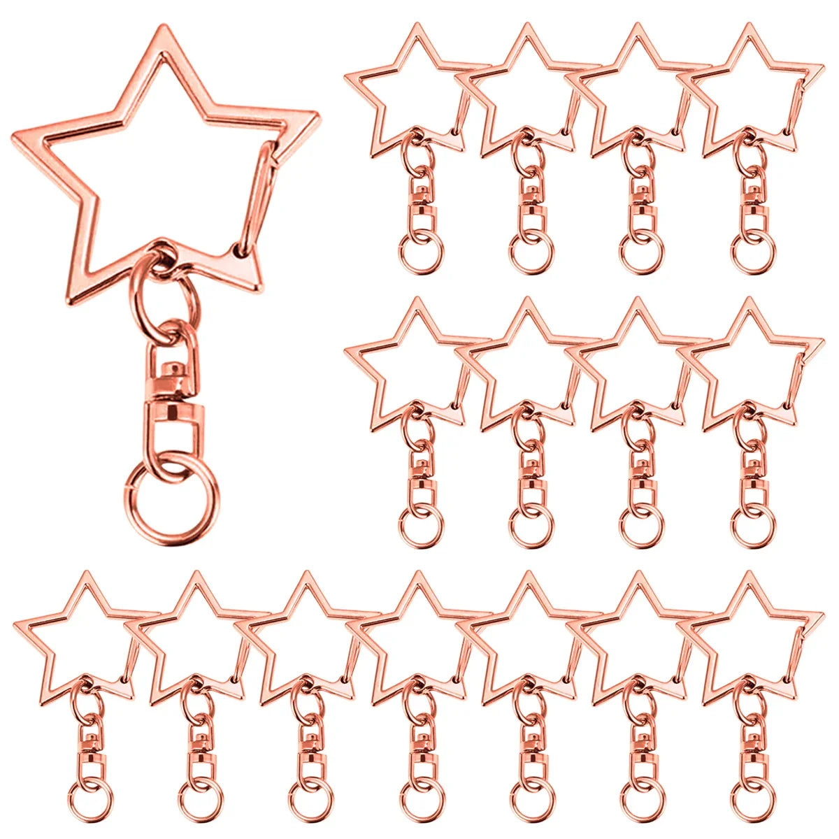 5/15/25/50 Sets Star Keychain Clasps - Lobster Claw Hooks with Jump Rings for DIY Crafts, Jewelry & Accessories