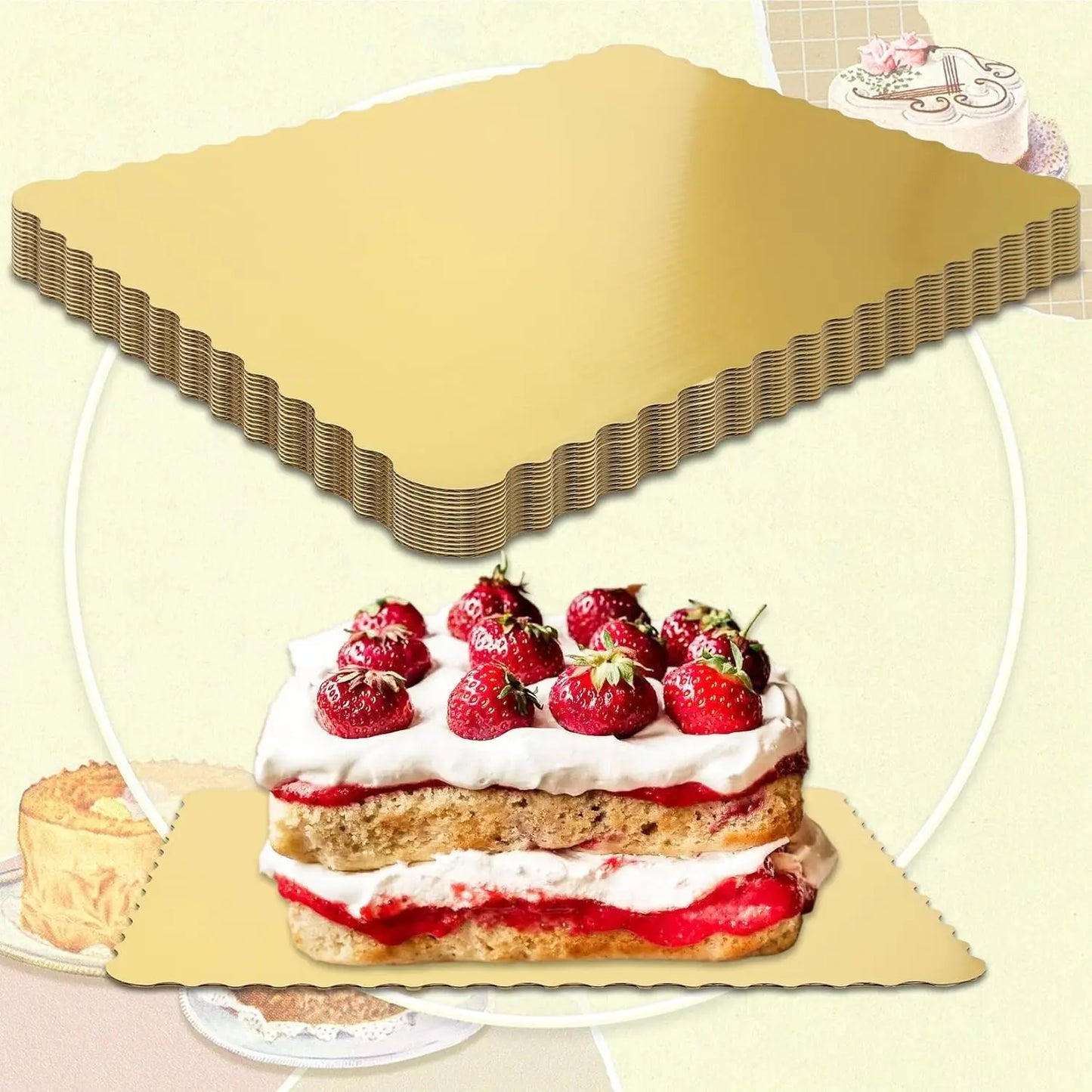 10PCS Greaseproof Rectangle Cake Boards (19×14 Inch) – Decorative Dessert Trays for Cakes, Pizza, Cupcakes, Weddings & Parties