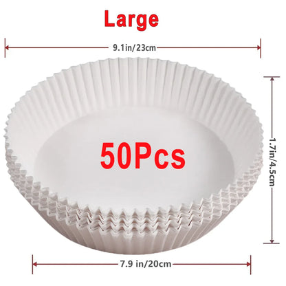 50/100Pcs Disposable Air Fryer Paper Liners Non-Stick Round Baking Parchment for Kitchen Cooking