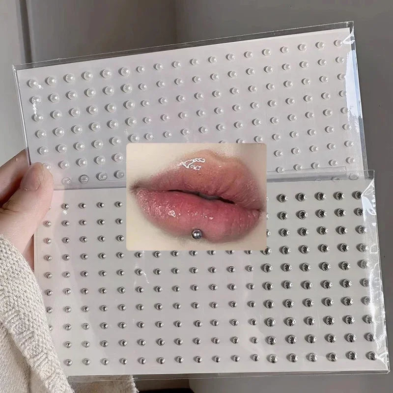 180pcs Fake Piercing Stickers - Non-Piercing Nose Lip Belly Eyebrow Jewelry Adhesive Body Accessories