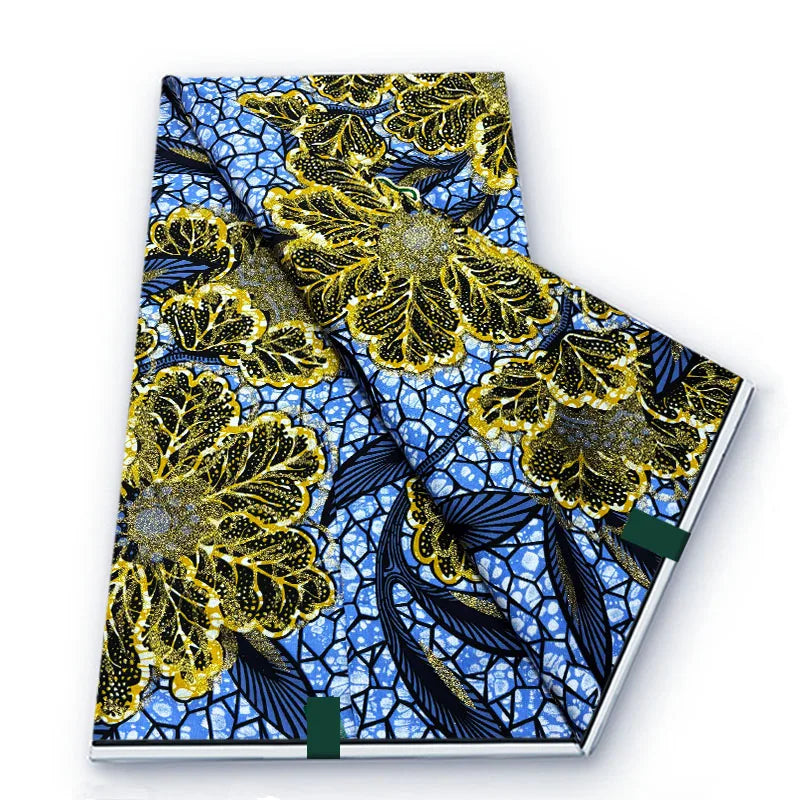 Grand African Glitter Wax Fabric - 6 Yards Soft Cotton Ankara Print Material for Nigerian Clothing