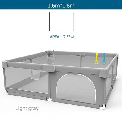 IMBABY Baby Playpen – Light Gray Corralito with Pull Ring, Child Safety Barrier Fence and Ball Box for Baby Playground