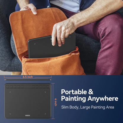 UGEE S640 6-Inch Graphic Drawing Tablet – Digital Pen Pad with 8192 Stylus for Windows, Mac, Android, Laptop