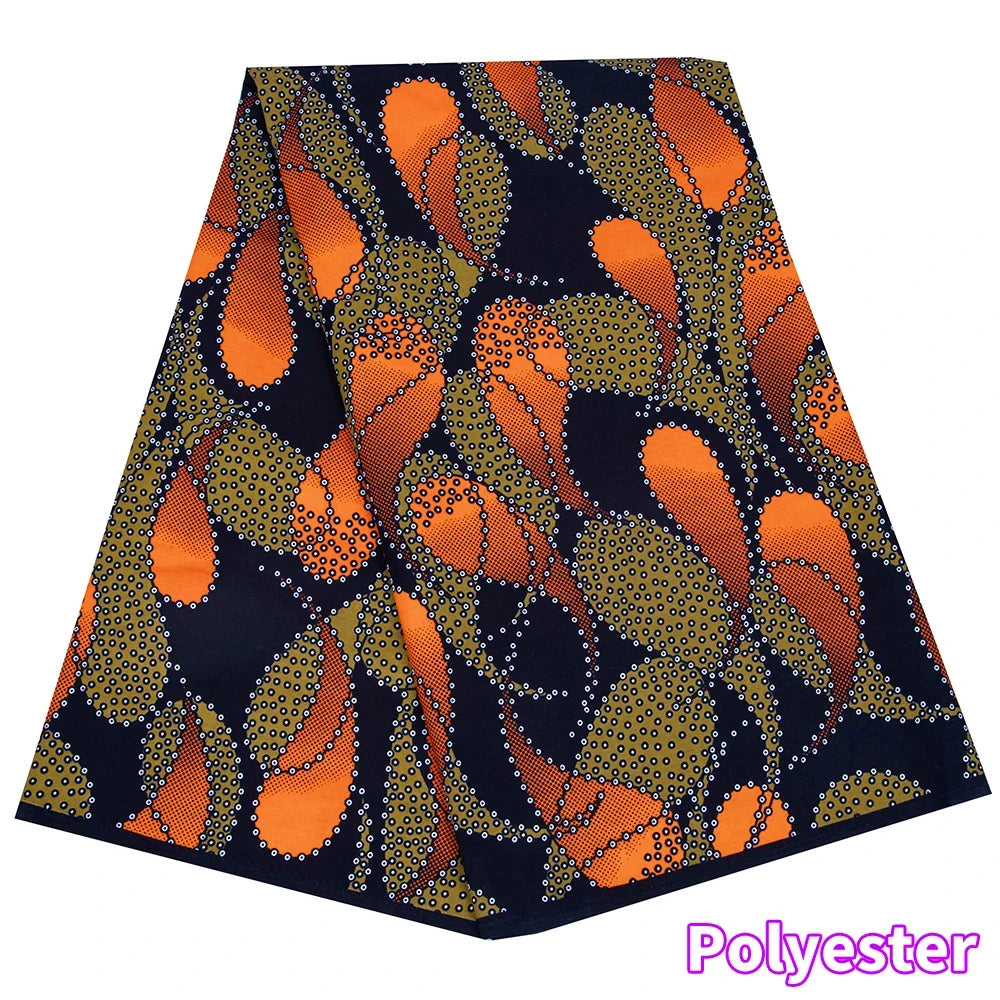 Ankara African Wax Print Fabric - Batik Pagne Polyester Material for DIY Sewing, Patchwork & Wedding Dress Craft