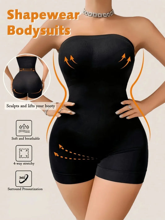Women's Seamless Tummy Control Shapewear Bodysuit - Full Body Slimming Compression with Shorts