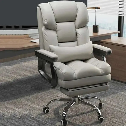 Modern Ergonomic Leather Office Chair - Swivel Computer Desk Chair with Cushioned Seat for Home & Office