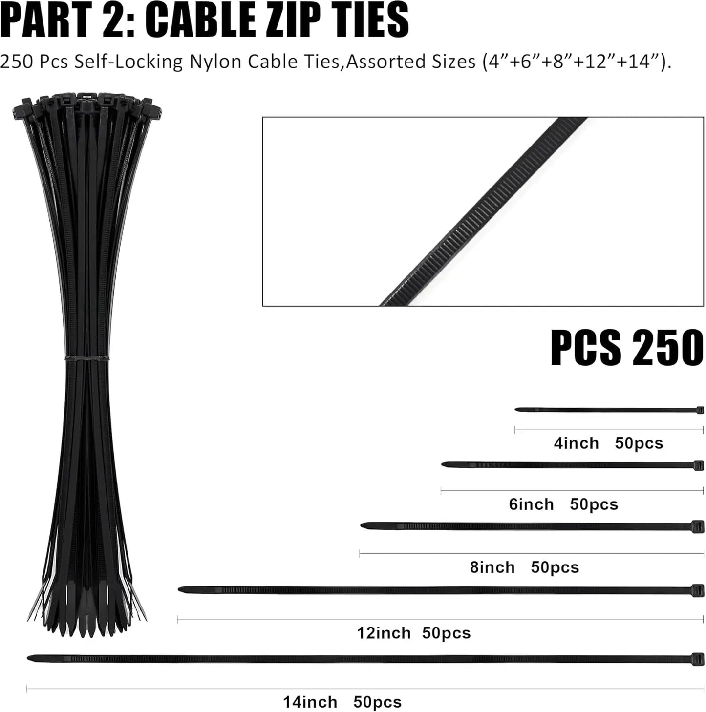 Wall Mount Cable Tie Holder - Zip Tie Storage Rack Organizer for Garage, Workshop & Home
