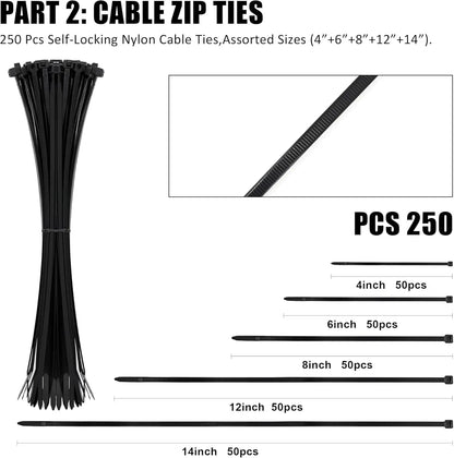 Wall Mount Cable Tie Holder - Zip Tie Storage Rack Organizer for Garage, Workshop & Home