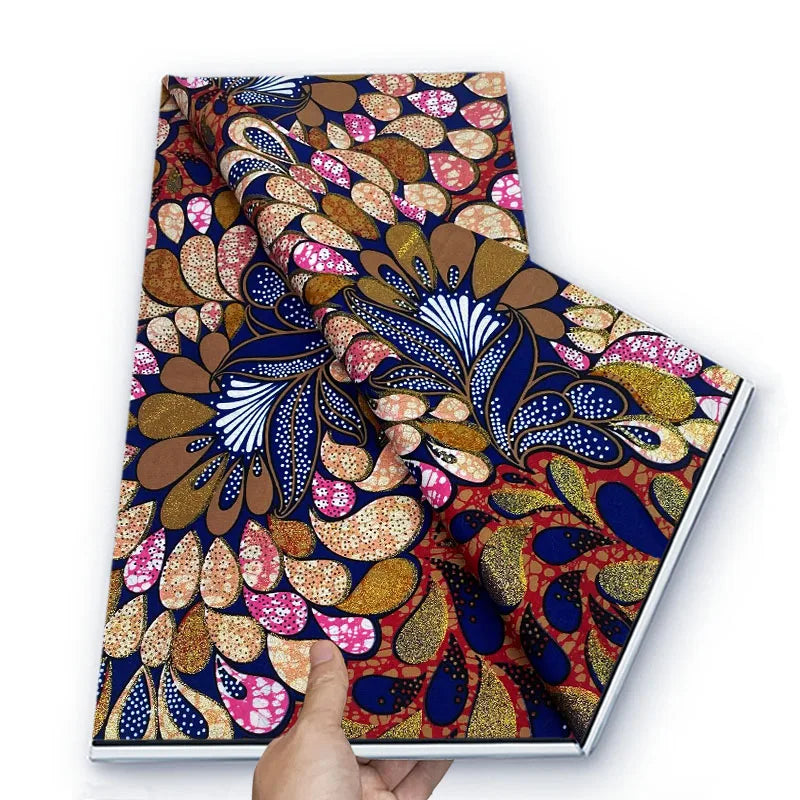 Grand African Glitter Wax Fabric - 6 Yards Soft Cotton Ankara Print Material for Nigerian Clothing
