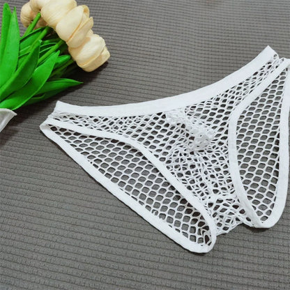 Men’s Mesh Transparent Briefs – Sexy See-Through Fishnet Underwear, Breathable Plus Size Comfort Fit Male Panties