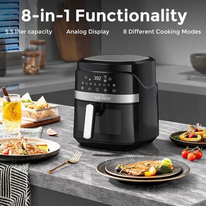 8-in-1 6L Electric Air Fryer Oven – Oilless Cooker for Roasting, Baking, Dehydrating & Keeping Food Warm, 120V