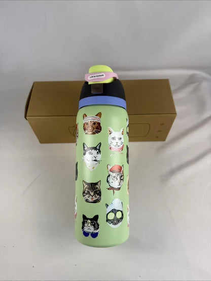 32oz & 24oz One-Touch Pop-Up Sports Water Bottle — Vacuum Insulated Tumbler with Straw & Spout, Leakproof for Outdoor and Gym Use