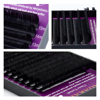 NAGARAKU 16 Rows Individual Eyelash Extensions - Soft Matte Natural False Lashes for Professional Makeup Beauty
