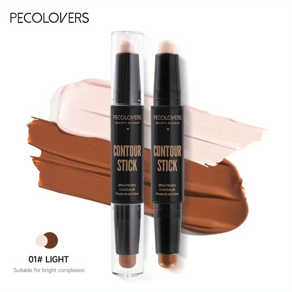 Double Head Contour Stick - Cream Concealer & Highlighter Makeup for Nose Sculpting and V Face Definition
