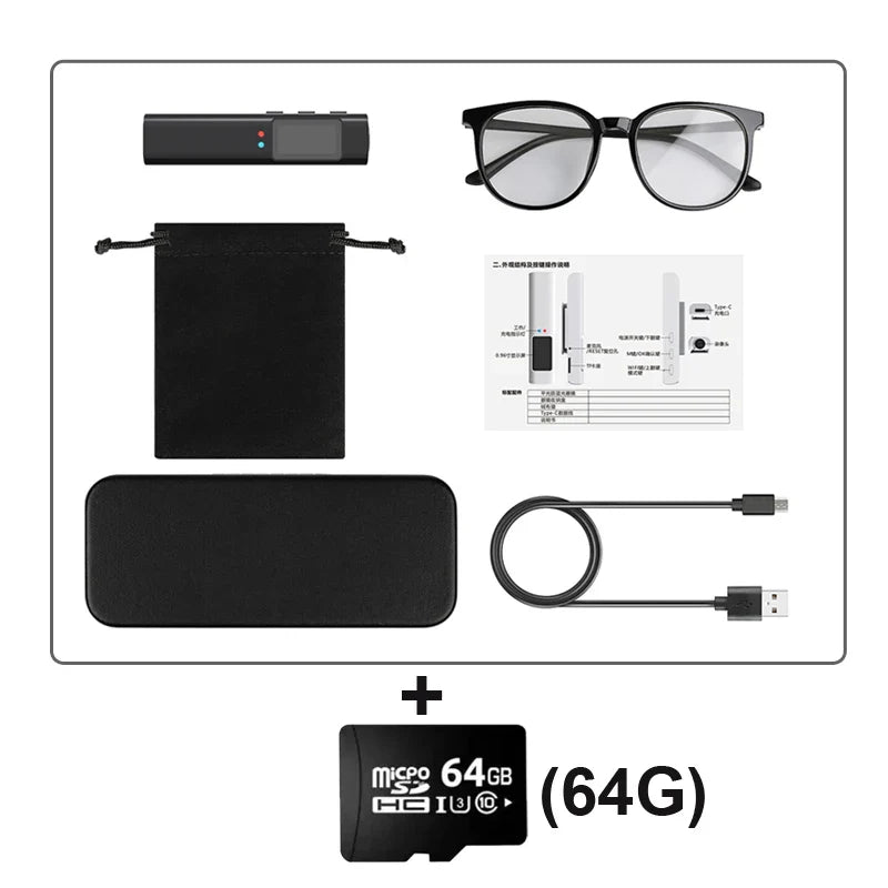 2.7K Glasses Camera – Mini Wearable Outdoor Security Sports DV DVR, WIFI Video Recorder for Driving, Hiking, and Surveillance
