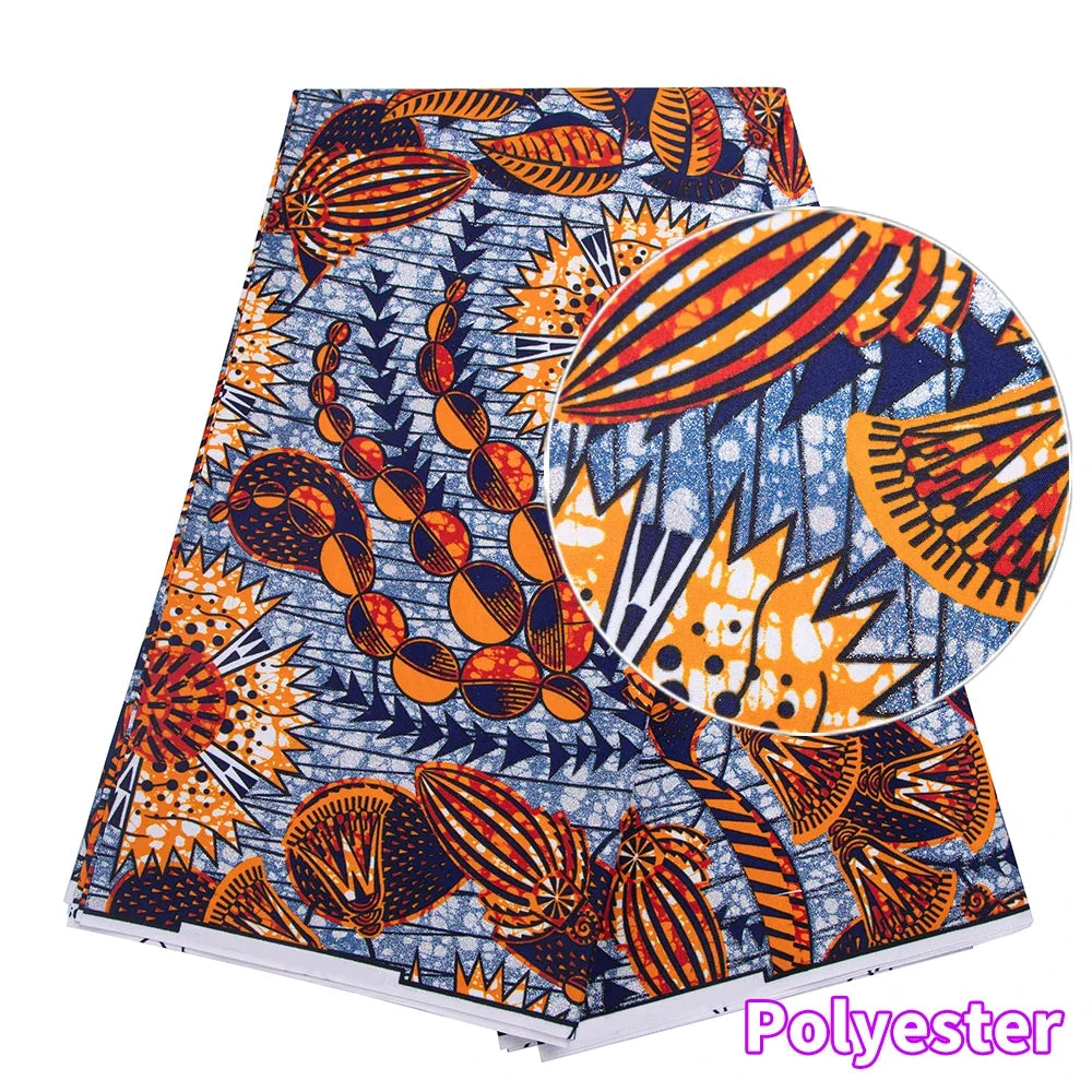 Nigerian Golden Super Ankara Fabric - Glitter Wax Batik Print for Sewing & Crafts