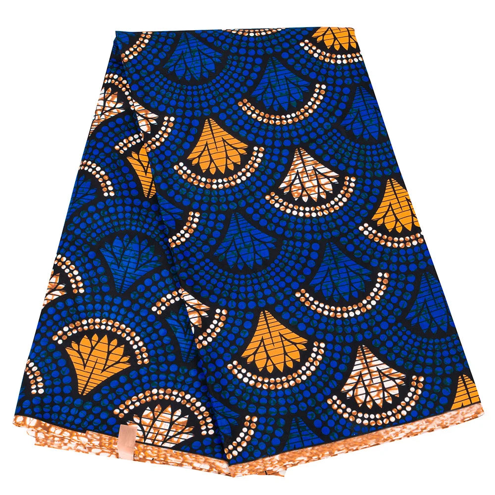 Ankara African Leaf Print Fabric - Real Wax Patchwork Sewing, Craft & DIY Textile Material