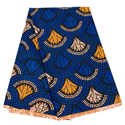 Ankara African Leaf Print Fabric - Real Wax Patchwork Sewing, Craft & DIY Textile Material