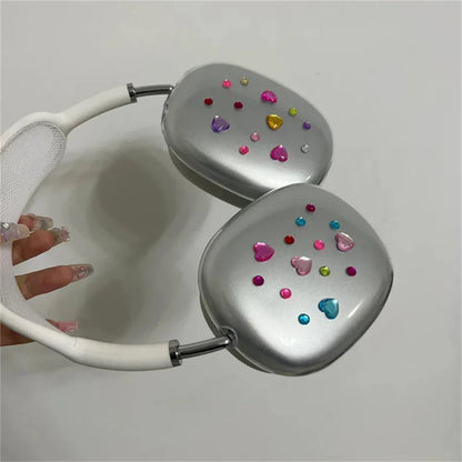 AirPods Max Silicone Case - Colorful Love Heart Diamond Protective Cover for Apple Bluetooth Headphones