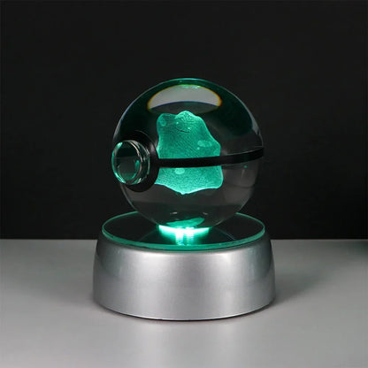 Pokemon Crystal Ball Night Light – Pikachu, Gengar, Eevee, Mewtwo & Lucario LED Pokeball, Kids Birthday Gift & Home Decor