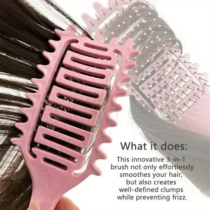Curl Define Styling Brush - Hollow Detangling Hair Comb for Wet & Curly Hair Shaping