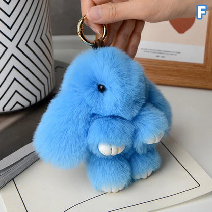 15cm Rabbit Fur Keychain – Fluffy Bunny Pendant for Women’s Bags, Car Keys & Decorative Accessories Gift