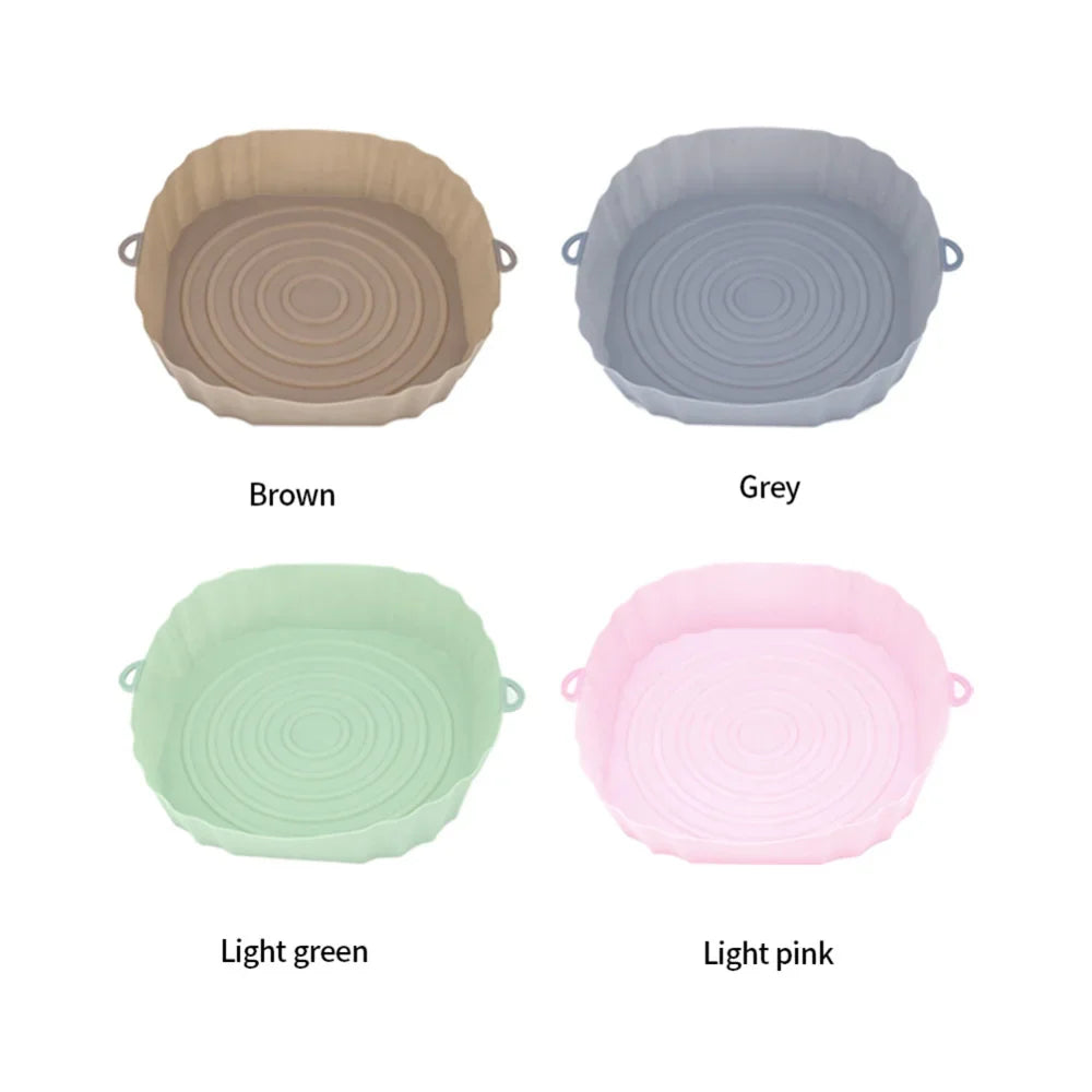 Reusable Air Fryer Silicone Pot & Baking Tray – 1/2/3PCS Basket for Pizza, Fried Chicken, Grill & Kitchen Use
