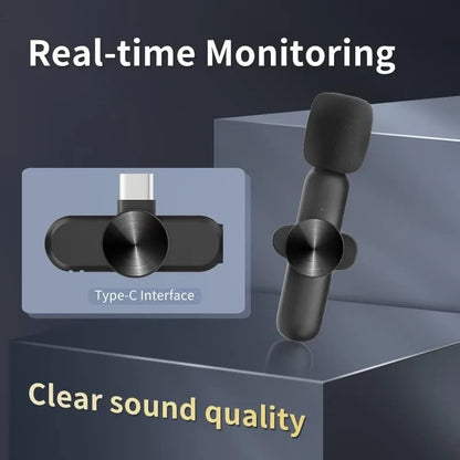 Wireless Lavalier Microphone - Noise Reduction Clip-On Mic for iPhone iPad Recording Live Stream YouTube & Facebook