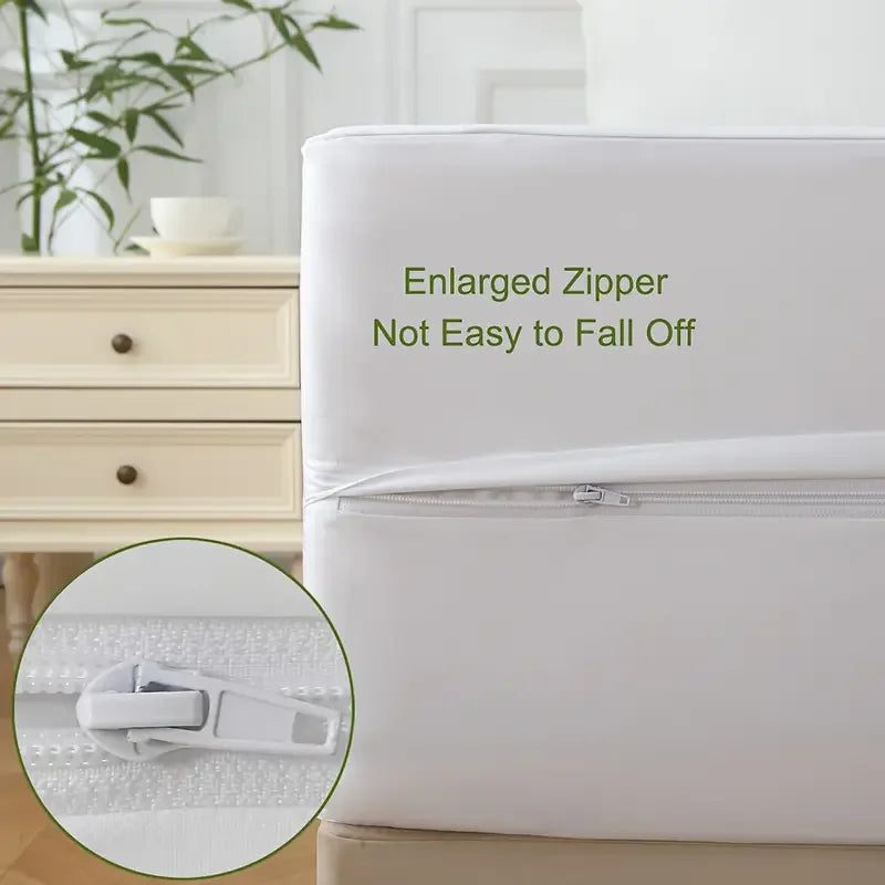 6-Sided Waterproof Mattress Protector - Dustproof Zipper Encasement Soft Comfortable Bed Cover